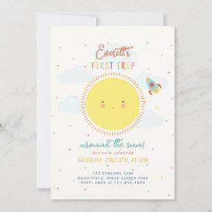 First Trip Around The Sun Boy 1st Birthday Party Invitation