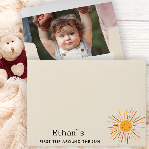 First Trip Around The Sun Custom 1st Birthday Boho Envelope