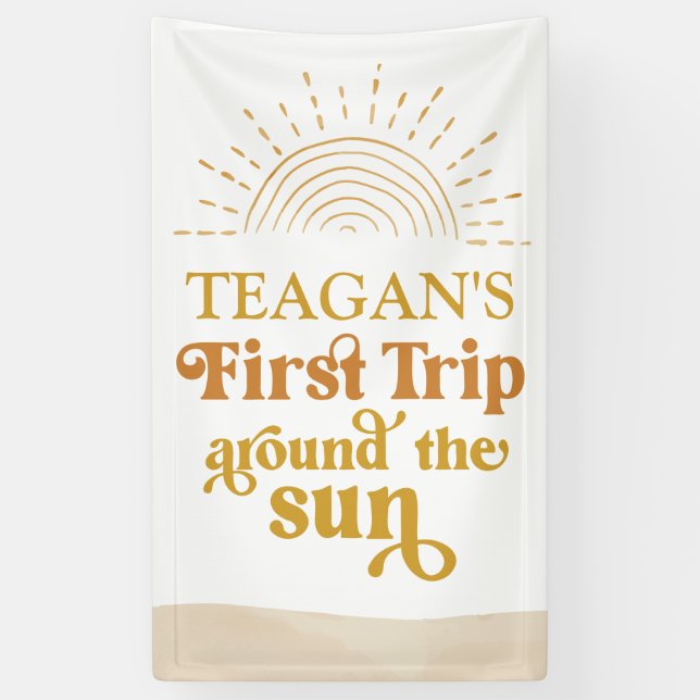 First Trip Around the Sun First Birthday Custom  Banner (Vertical)