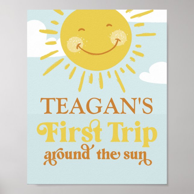 First Trip Around the Sun First Birthday Custom Poster (Front)