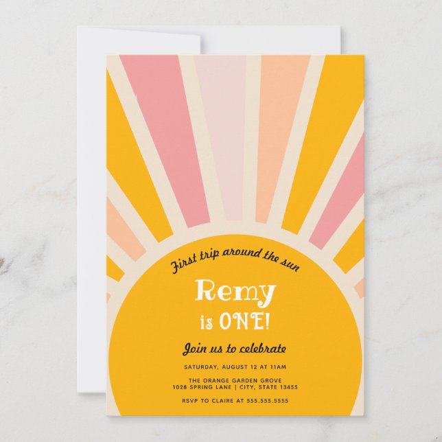 First Trip Around the Sun First Birthday Invitation (Front)