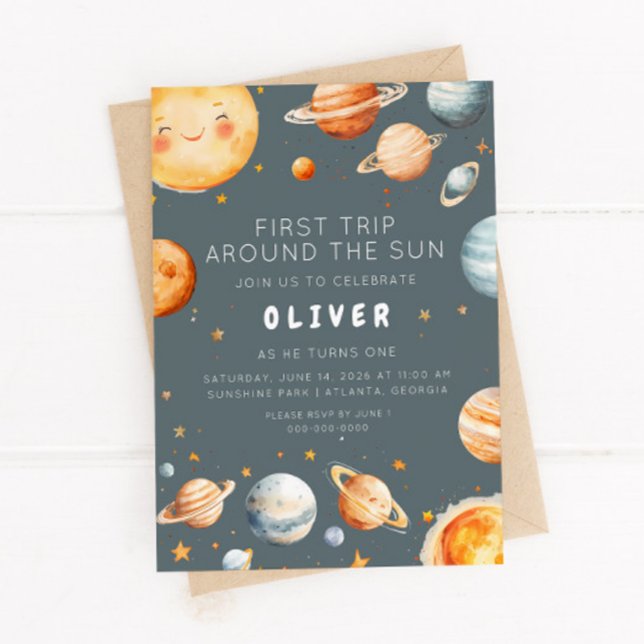 First Trip Around the Sun First Birthday  Invitation (Creator Uploaded)
