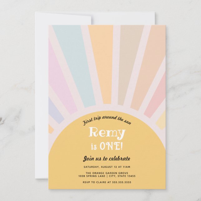 First Trip Around the Sun First Birthday Invitation (Front)