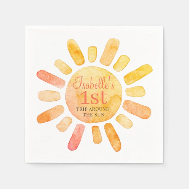 First Trip Around The Sun First Birthday Party Napkin (Front)
