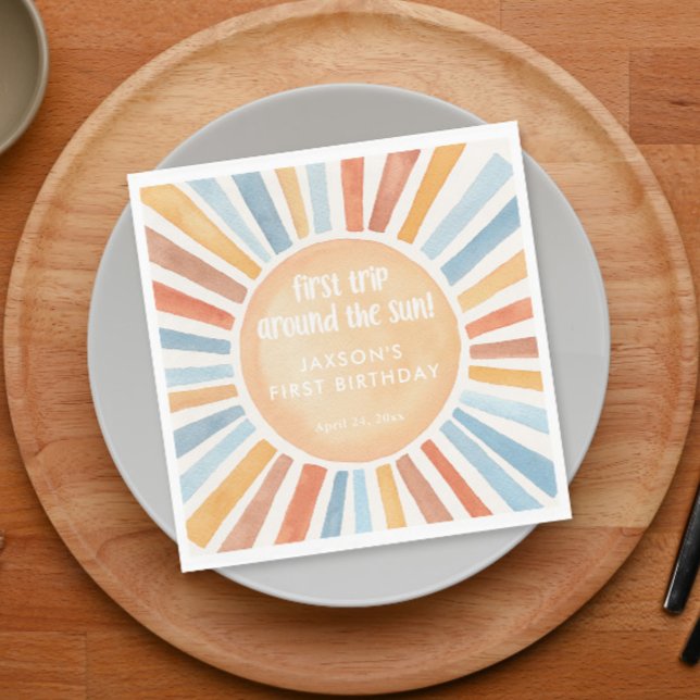 First trip around the sun first birthday party napkin (Creator Uploaded)