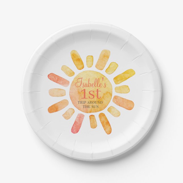 First Trip Around The Sun First Birthday Party Paper Plate (Front)