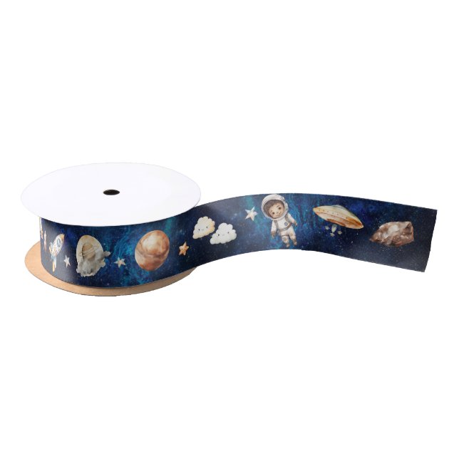 First Trip Around the Sun Galaxy 1st Birthday Satin Ribbon (Spool)