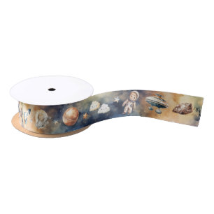 First Trip Around the Sun Galaxy 1st Birthday Satin Ribbon