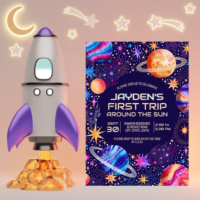 First Trip Around the Sun Galaxy Outer Space Invitation (First Trip Around the Sun Galaxy Outer Space Invitation)