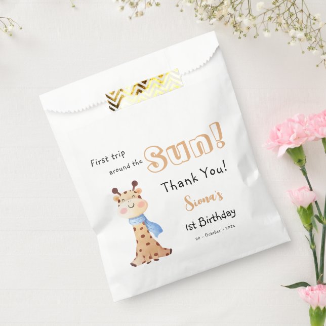 First Trip Around The Sun Giraffe 1st Birthday Favour Bag (Sealed)