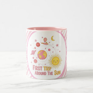 First Trip Around The Sun Girl 1st. Birthday Party Two-Tone Coffee Mug