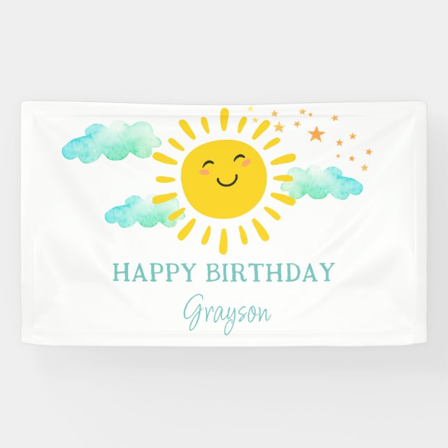 First Trip Around The Sun Happy Birthday Banner (Horizontal)