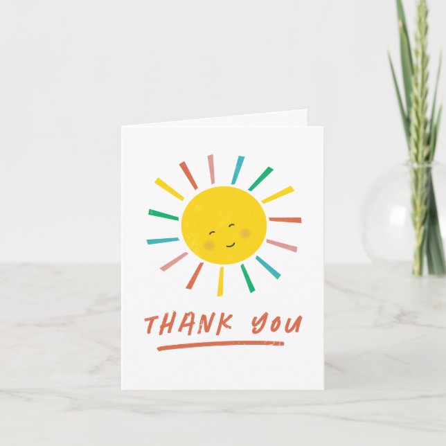 First Trip Around the Sun Kids Birthday  Thank You Card (Front)