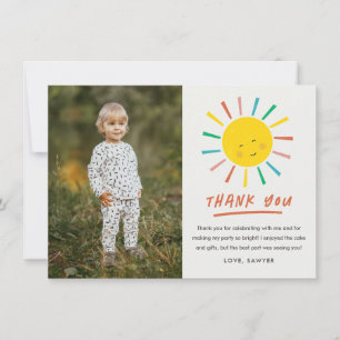 First Trip Around the Sun Kids Photo Birthday Than Thank You Card