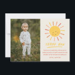 First Trip Around the Sun Kids Photo Birthday Thank You Card<br><div class="desc">A First Trip Around the Sun Kids Photo Birthday Thank You Card with cute sun and modern design. Click the edit button to customize this design with your details.</div>