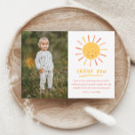 First Trip Around the Sun Kids Photo Birthday Thank You Card<br><div class="desc">A First Trip Around the Sun Kids Photo Birthday Thank You Card with cute sun and modern design. Click the edit button to customize this design with your details.</div>