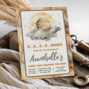 First Trip Around the Sun, Kids' Space Birthday Invitation