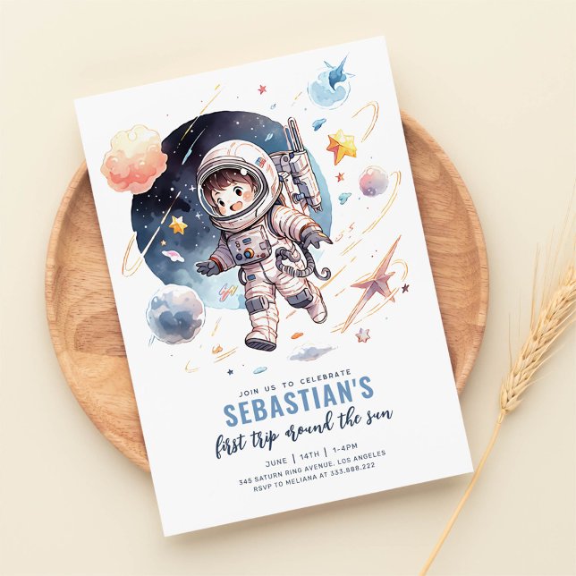 First Trip Around the Sun Outer Space 1st Birthday Invitation (Creator Uploaded)