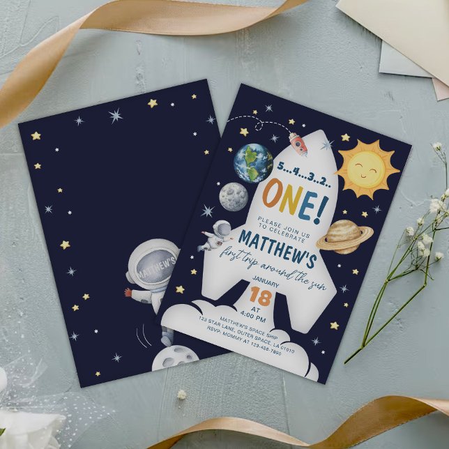 First Trip Around the Sun Outer Space Invitation (Creator Uploaded)