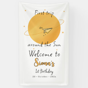 First Trip Around The Sun Paper Airplane Birthday Banner