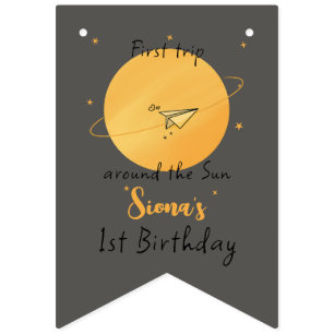 First Trip Around The Sun Paper Airplane Birthday Bunting Flags