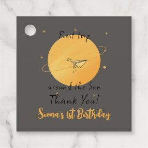 First Trip Around The Sun Paper Airplane Birthday Favour Tags