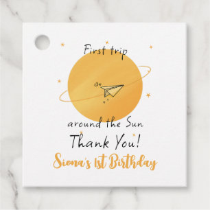First Trip Around The Sun Paper Airplane Birthday Favour Tags