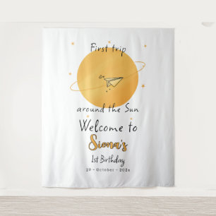 First Trip Around The Sun Paper Airplane Birthday Tapestry