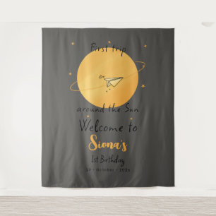 First Trip Around The Sun Paper Airplane Birthday Tapestry