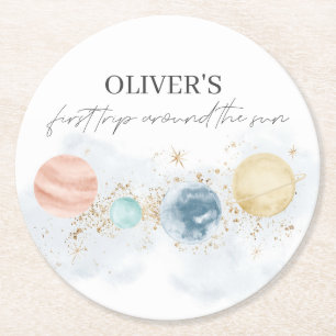 First Trip Around the Sun Paper Coasters