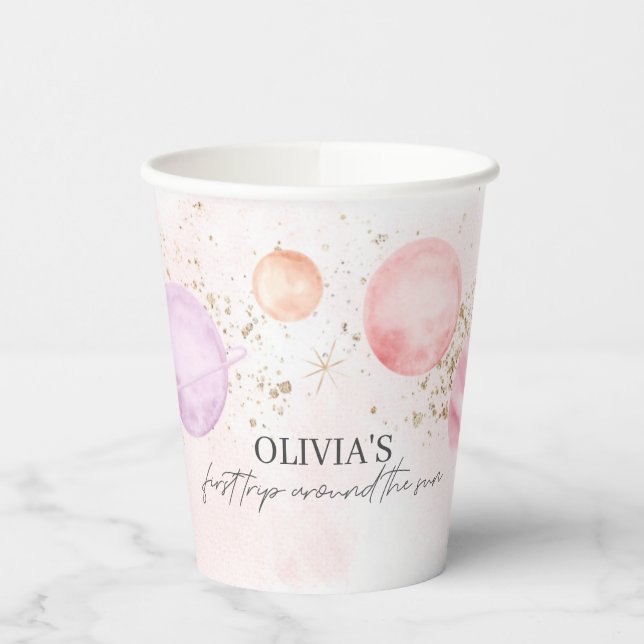 First Trip Around The Sun Paper Party Cups (Left)