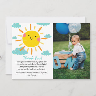 First Trip Around The Sun Photo 1st Birthday Thank You Card