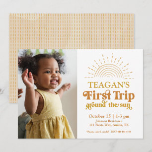 First Trip Around The Sun Photo First Birthday Invitation