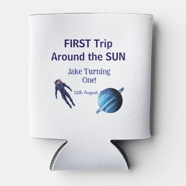 First trip around the sun planet astronaut birthda can cooler (Front)