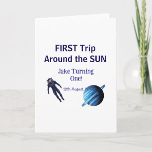 First trip around the sun planet astronaut birthda card