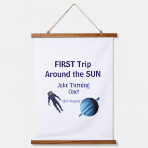 First trip around the sun planet astronaut birthda hanging tapestry