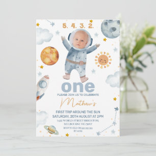 First Trip Around the Sun QR Code 1st Birthday  Invitation