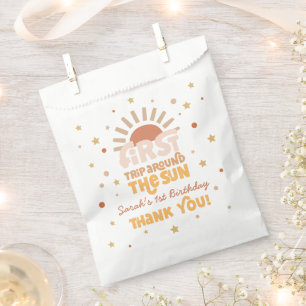 First Trip Around The Sun Retro Groovy Thank You Favour Bag