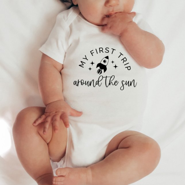 First Trip Around The Sun Rocket Baby Bodysuit (Creator Uploaded)