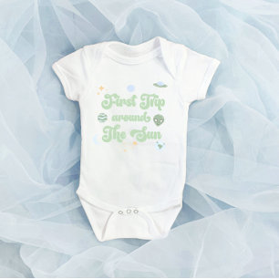 First Trip Around The Sun Space 1st Birthday Baby Bodysuit