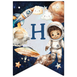 First Trip Around the Sun Space 1st Birthday Bunting Flags