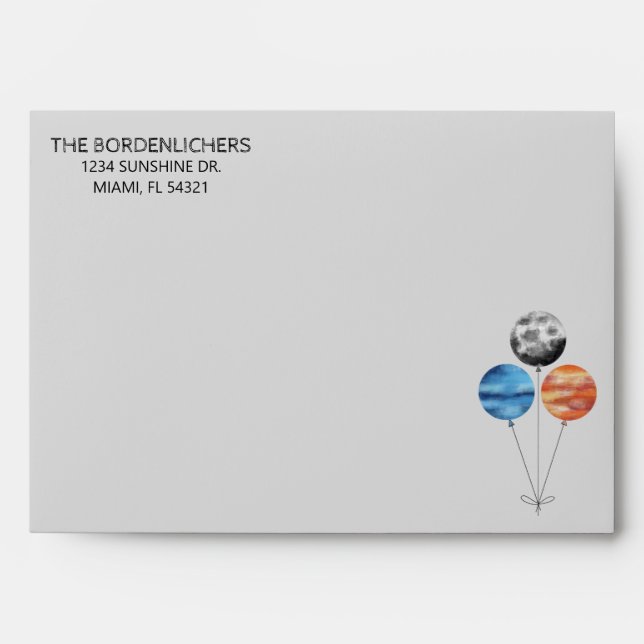 First Trip Around the Sun Space 1st Birthday Envelope (Front)