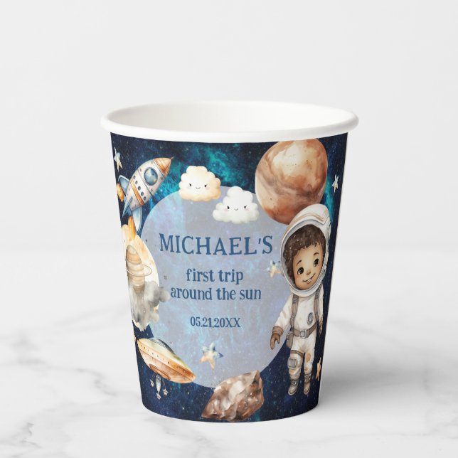 First Trip Around the Sun Space 1st Birthday   Paper Cups (Back)