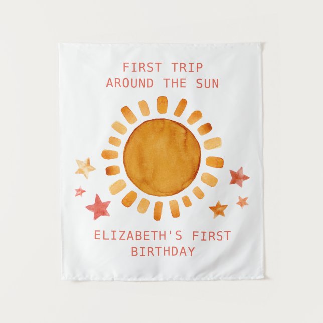  First Trip Around The Sun- Sunshine 1st Birthday Tapestry (Front)