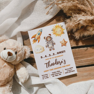 First Trip Around the Sun, Teddy Bear 1st Birthday Invitation