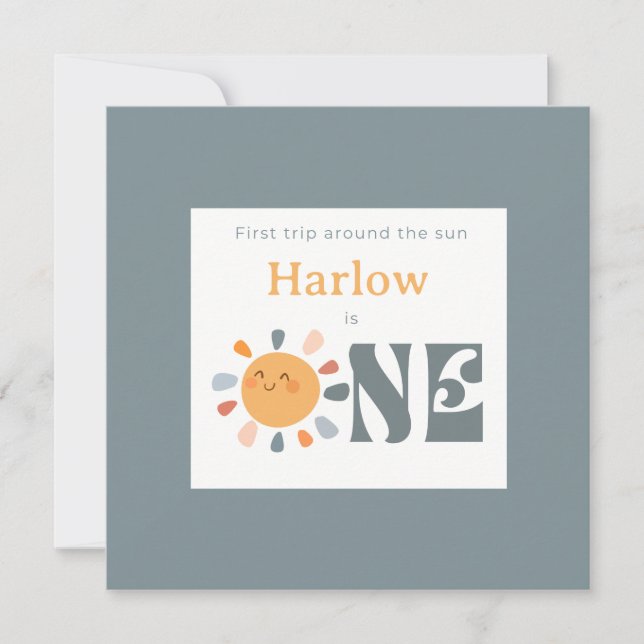 First trip around the sun thank you card (Front)