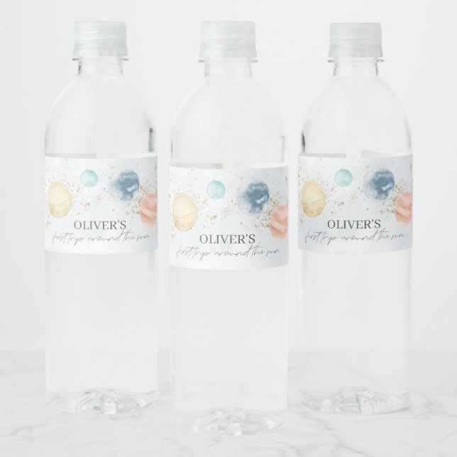 First Trip Around The Sun Water Bottle Labels (Bottles)