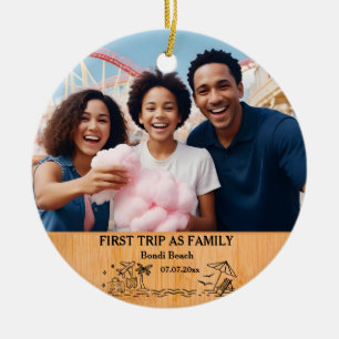 First Trip As Family keepsake & Custom 2 Photos Ceramic Ornament