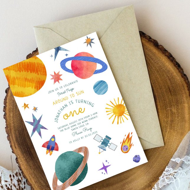 First trip Space astronaut First Birthday Invitation (Creator Uploaded)