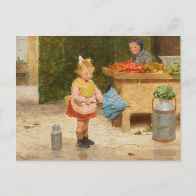 First Umbrella | Victor Gabriel Gilbert Postcard (Front)